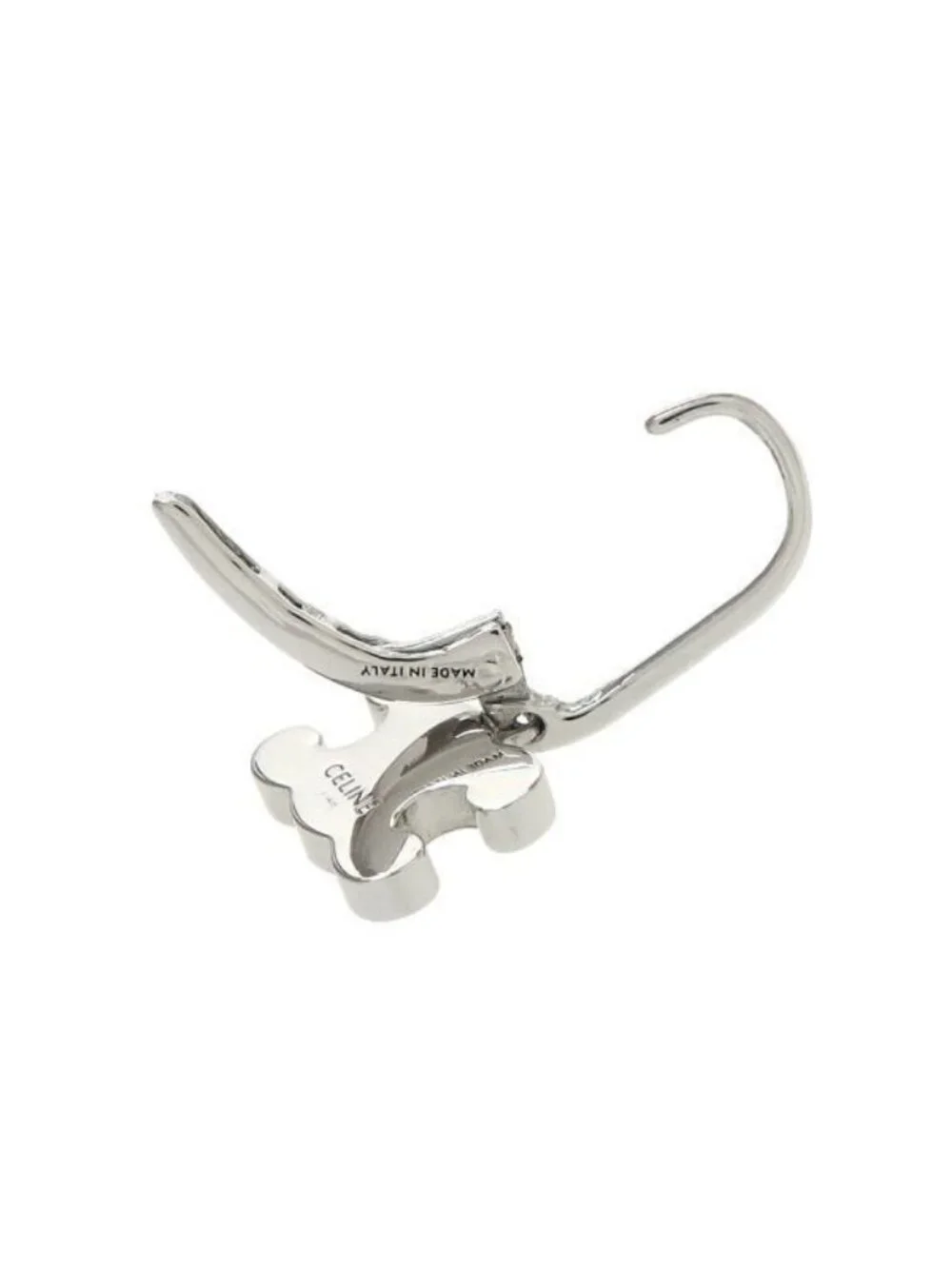 Celine Triomphe Rhinestone Earrings Rhodium Finish